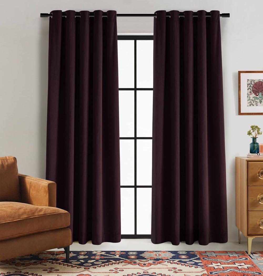 Byron Matte Velvet Curtains, Twin Pack (Aubergine), 9347563011649