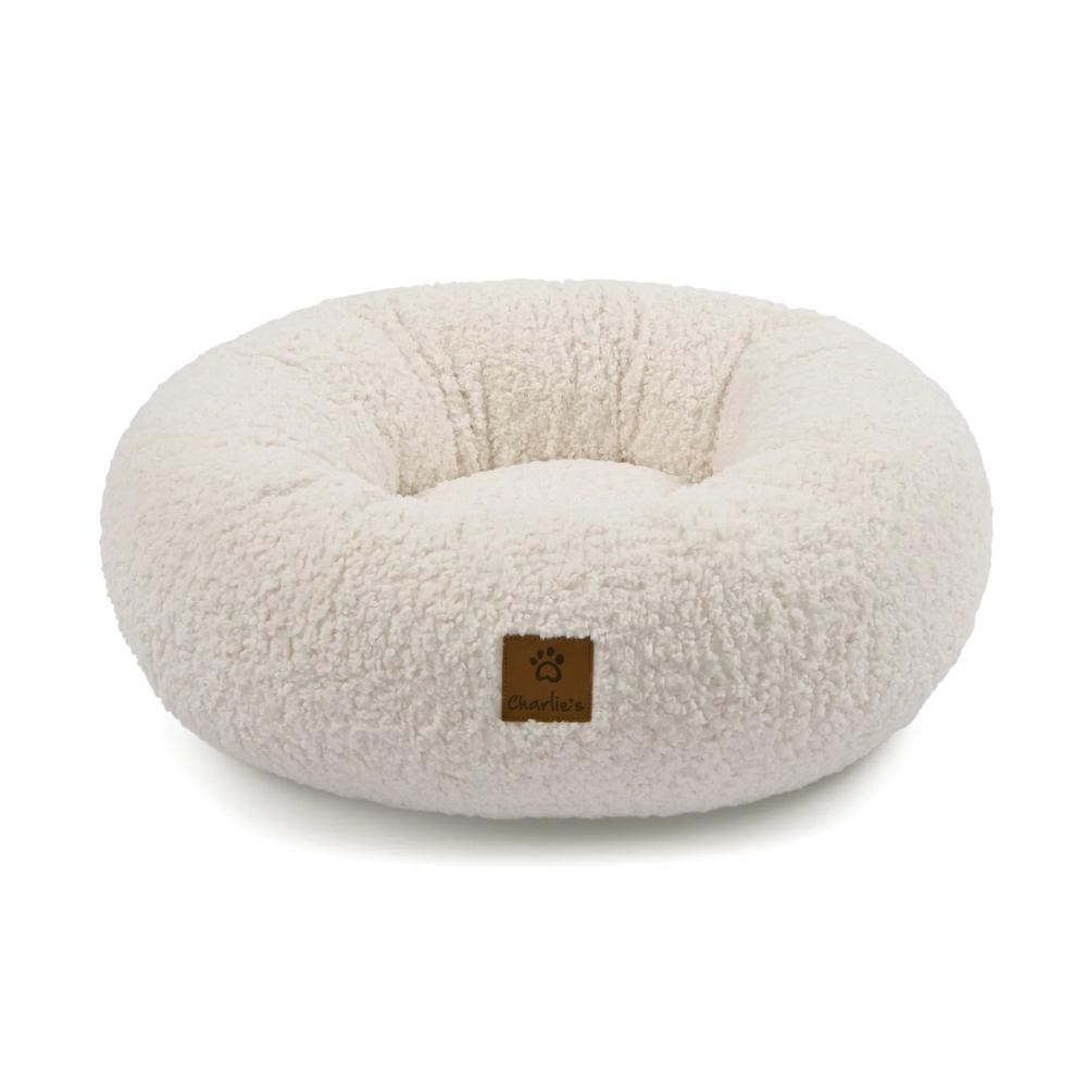 Charlie's Pet Teddy Fleece Round Dog Bed (Cream) - Small, 9347563011861