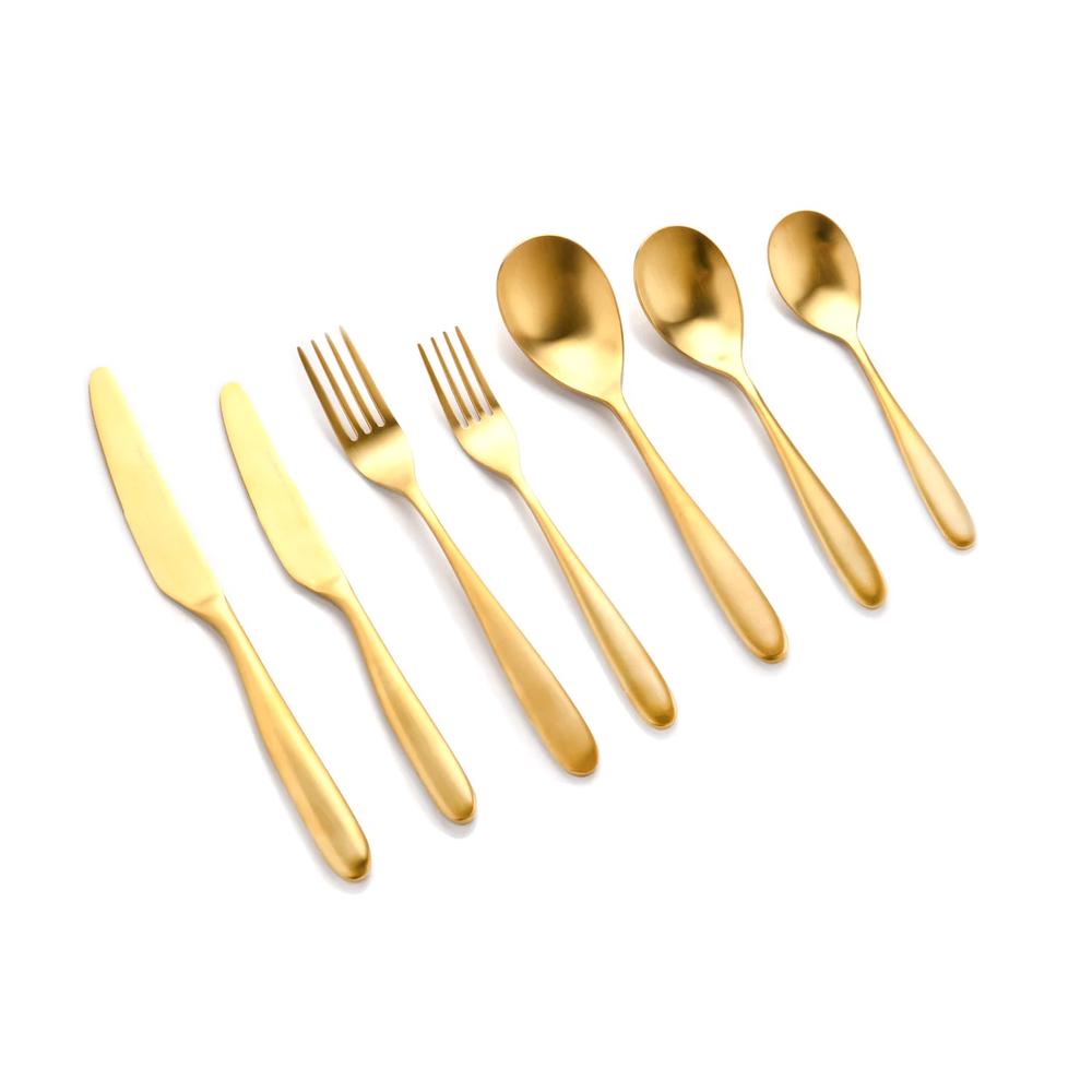 Sherwood Nouveau Matte Cutlery Set, 42 Piece (Gold), 9347563011946