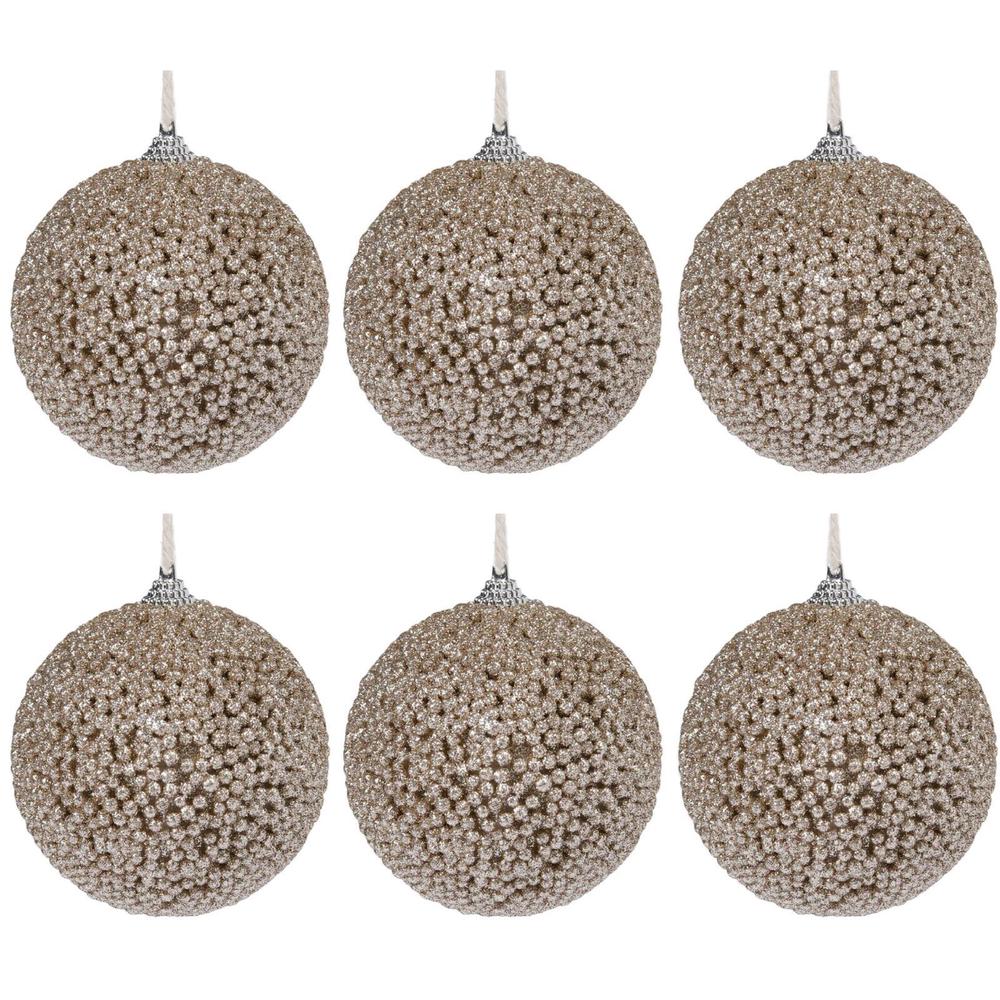 Sherwood Sugar-Coat Effect Christmas Baubles, Pack of 6 (Gold), 9347563012943