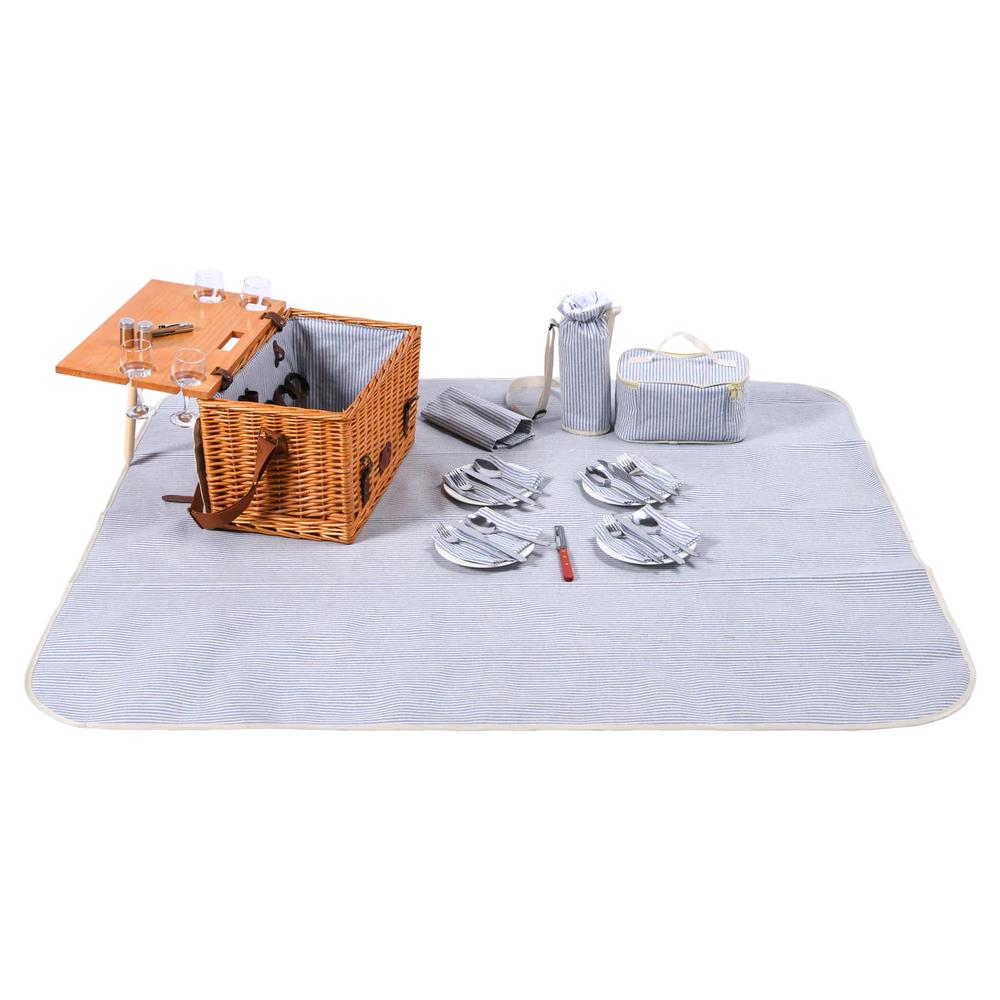 Hunter 4 Person Natural Willow Picnic Basket Set, 9347563013049