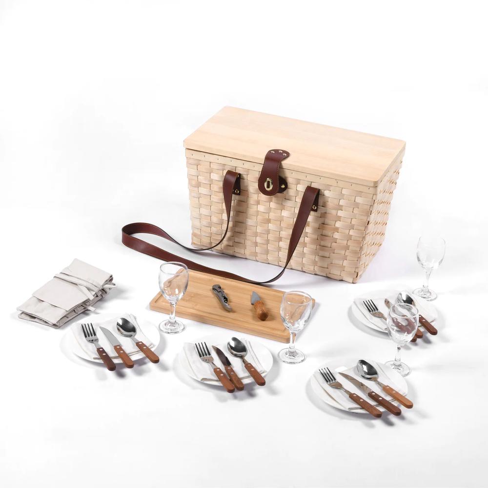 Barossa 4 Person White Wicker Picnic Basket Set, 9347563013100
