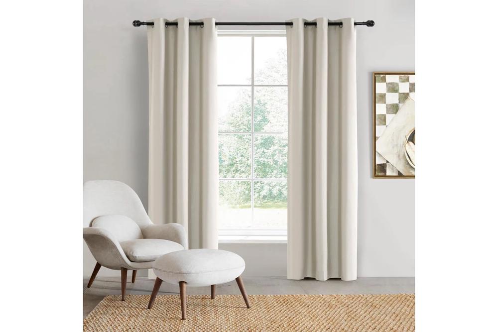 Sherwood Home 100% Blockout Eyelet Curtain Pair (Oatmeal) - 225x223cm, 9347563020818