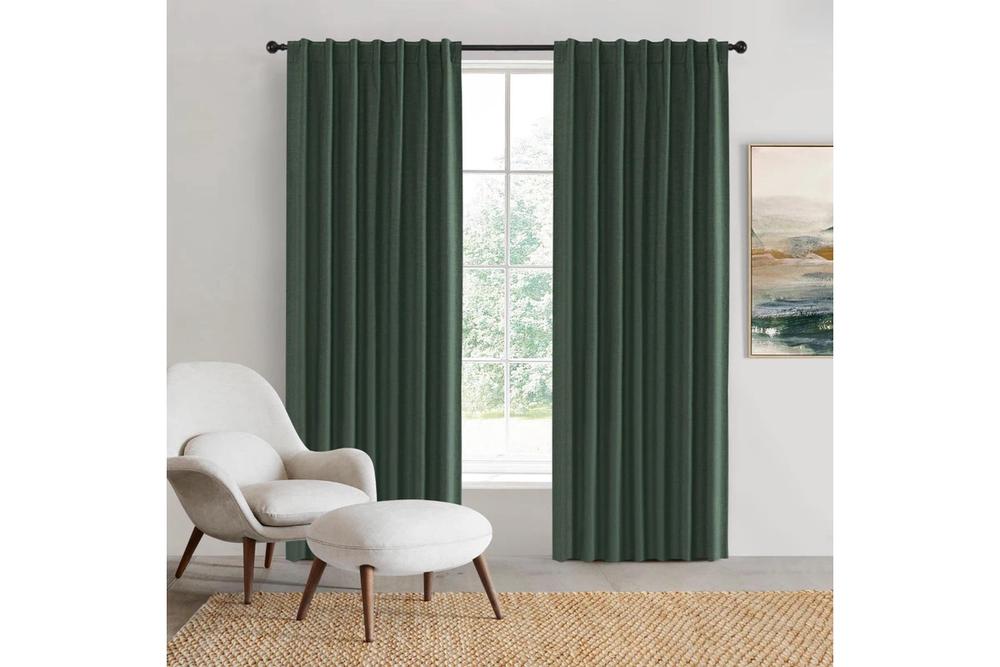 Sherwood Home 100% Blockout Concealed Tab Top Curtain Pair (Forest Green) - 225x223cm, 9347563020856