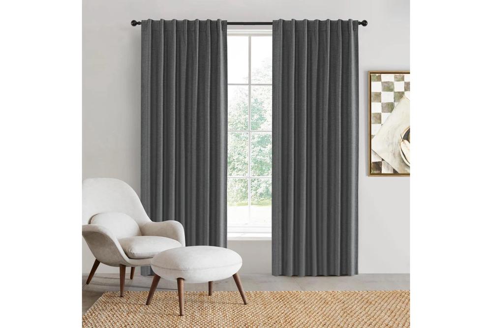 Sherwood Home 100% Blockout Concealed Tab Top Curtain Pair (Pepper) - 90x223cm, 9347563020863