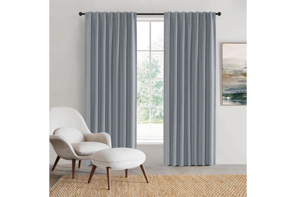 Sherwood Home 100% Blockout Concealed Tab Top Curtain Pair (Ocean Blue) - 180x223cm, 9347563020924
