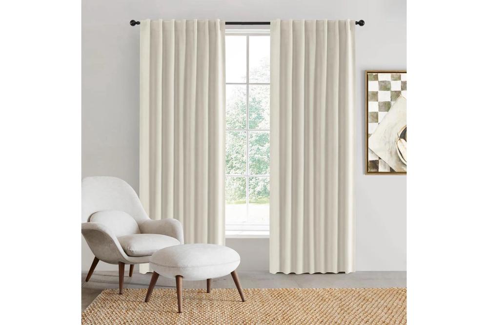 Sherwood Home 100% Blockout Concealed Tab Top Curtain Pair (Oatmeal) - 180x223cm, 9347563021099