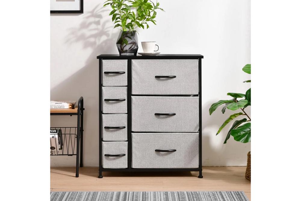 Sherwood Luna 7-Drawer Fabric Home Storage Dresser (Grey), 9347563021174