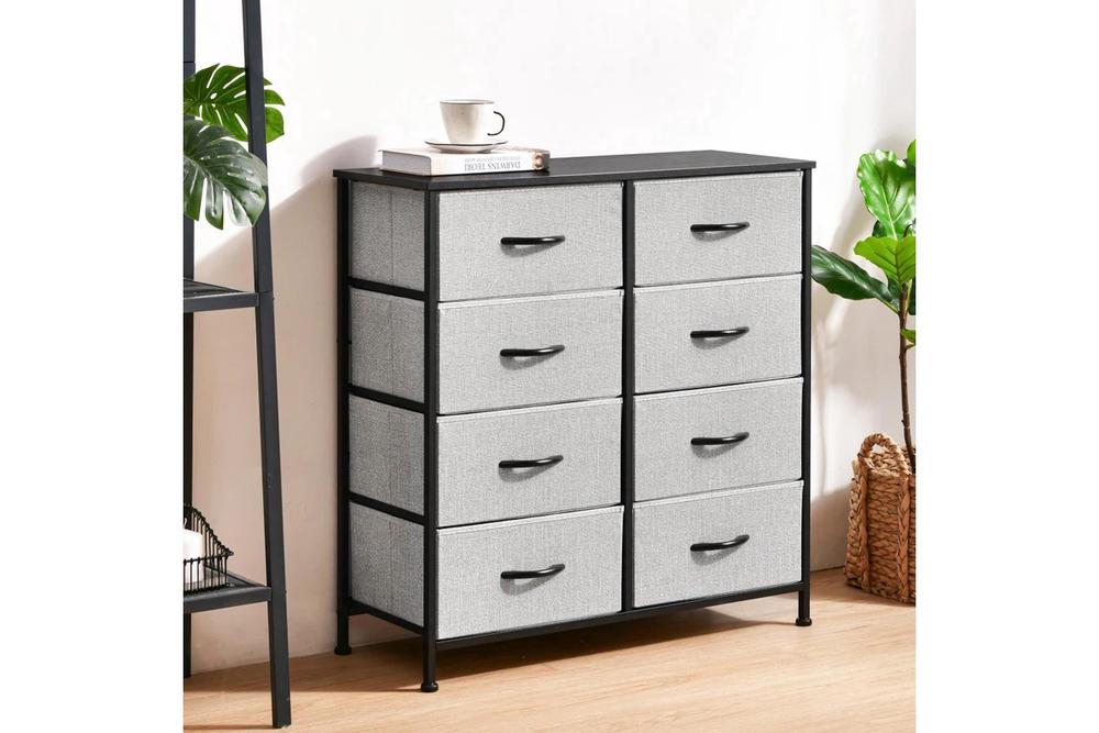 Sherwood Luna 8-Drawer Fabric Home Storage Dresser (Grey), 9347563021198