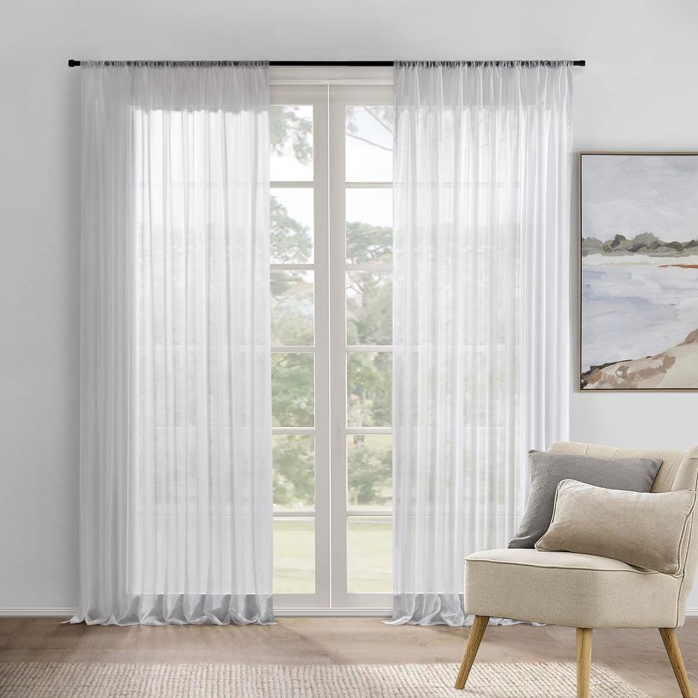 Sherwood Georgia Sheer Rod Pocket Curtain, Pair (White) - 135x223cm, 9347563021280