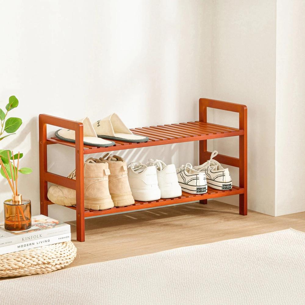 Sherwood Home 2-Tier Essential Natural Bamboo Shoe Rack (Tawny Brown) - 70x27x40cm, 9347563021310
