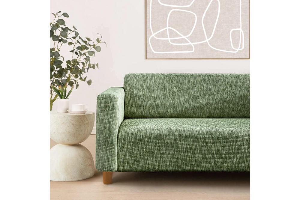 Sherwood Faux Linen Stretch Fit Couch Sofa Cover 2-Seater (Eden Green), 9347563021358