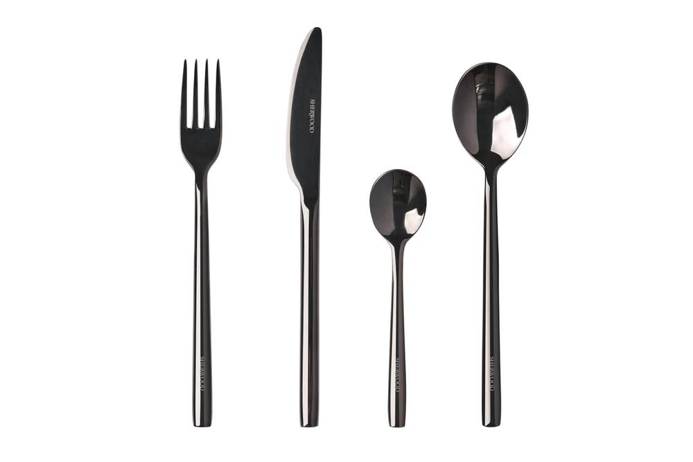 Sherwood Titanium Black Stainless Steel Cutlery Dinner Set, 24 Piece, 9347563021372