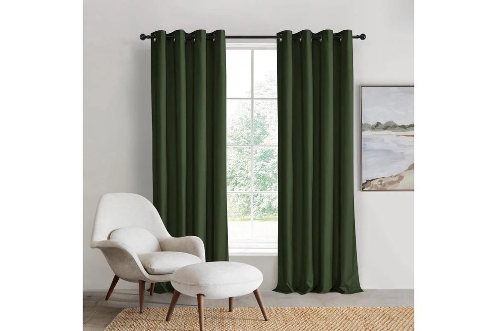 Sherwood Home Orlando Blockout Eyelet Curtain Pair (Pine) - 225x223cm, 9347563021549