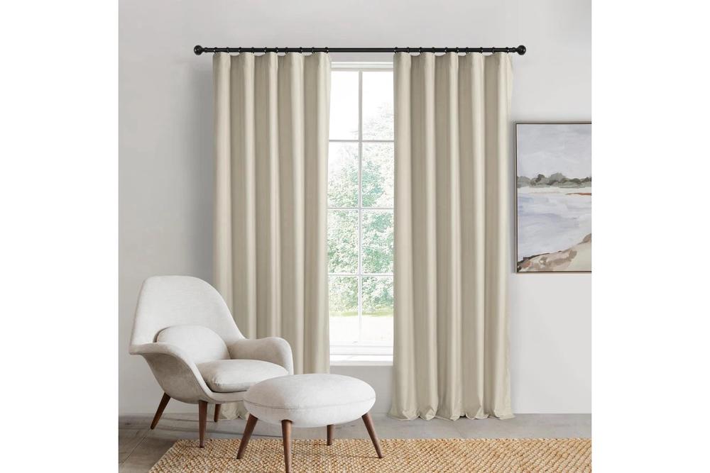 Sherwood Home Orlando Blockout Multi Header Curtain Pair (Sand) - 225x223cm, 9347563021747