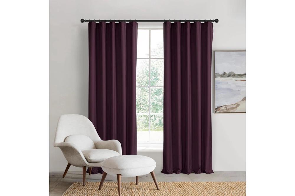 Sherwood Home Orlando Blockout Multi Header Curtain Pair (Plum) - 140x223cm, 9347563021846