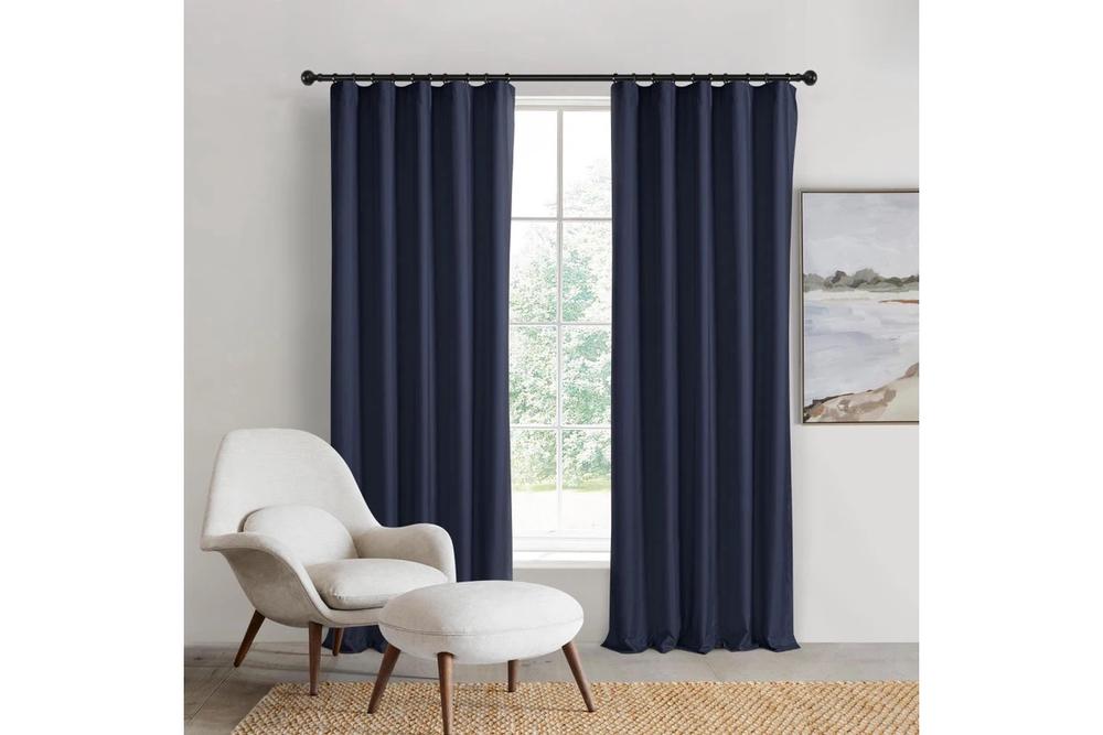 Sherwood Home Orlando Blockout Multi Header Curtain Pair (Navy) - 140x223cm, 9347563021884