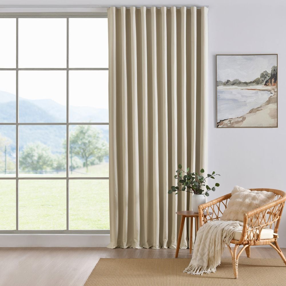Sherwood Alva Faux Linen Blockout S-Fold Curtain (Oatmeal) - 385x280cm - Fits 220cm by Sherwood - ISBN: 9347563022300