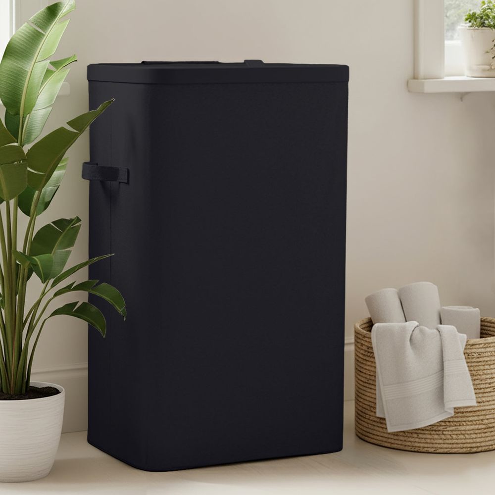 Sherwood Voyager Laundry Hamper 60L Faux Linen (Black) - 42x32x67cm by Sherwood - ISBN: 9347563022393