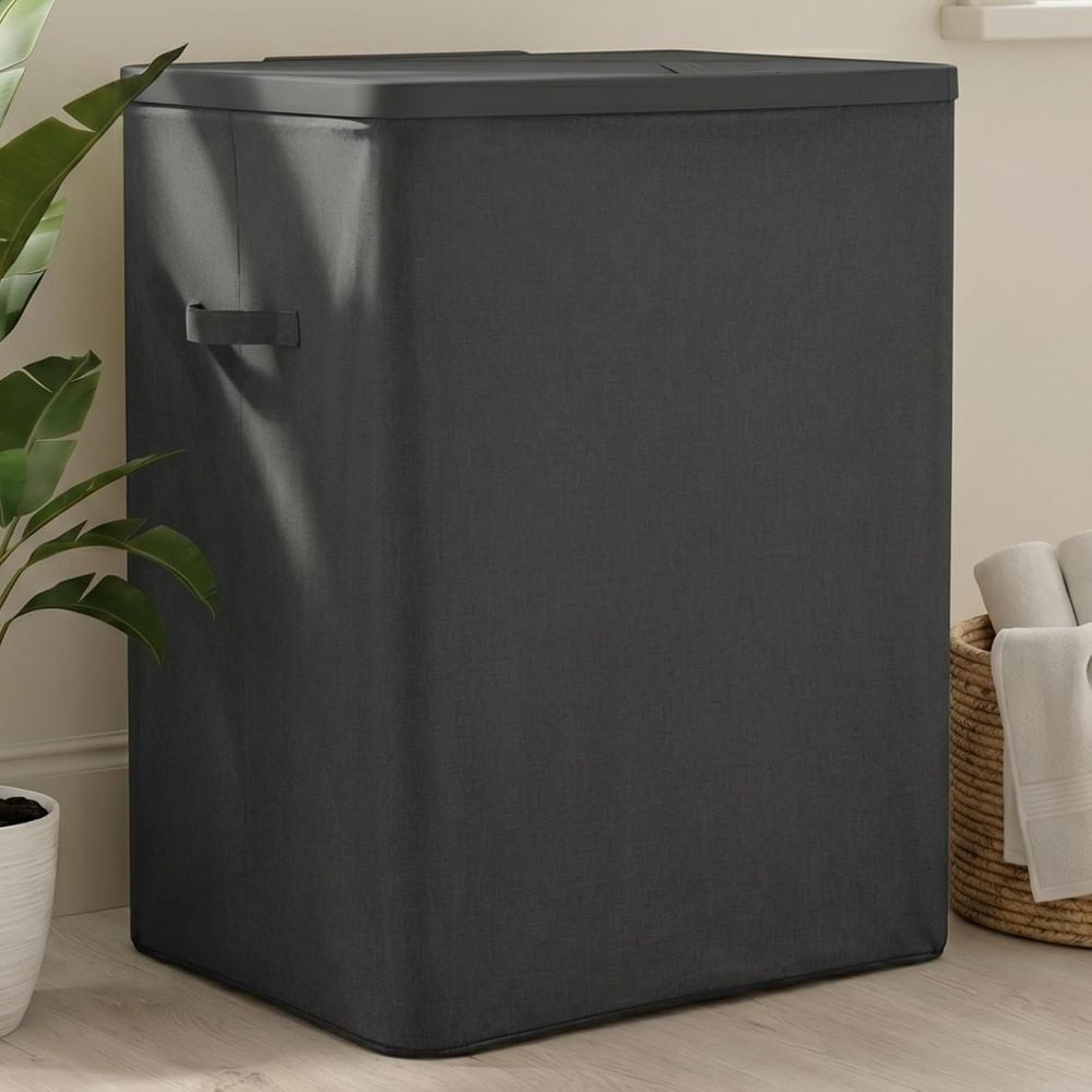 Sherwood Voyager 2-Section Faux Linen Laundry Hamper (Slate) - 100L/56x40x67cm by Sherwood - ISBN: 9347563022423