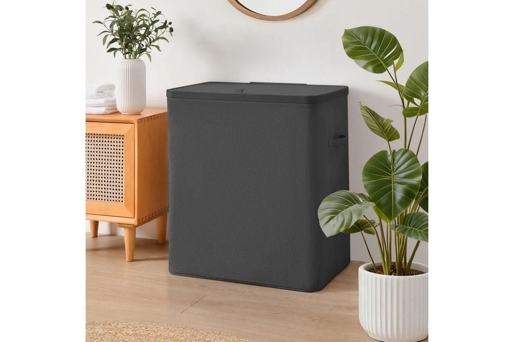 Sherwood Voyager 3-Section Faux Linen Laundry Hamper (Slate) - 120L/64x40x67cm by Sherwood - ISBN: 9347563022430