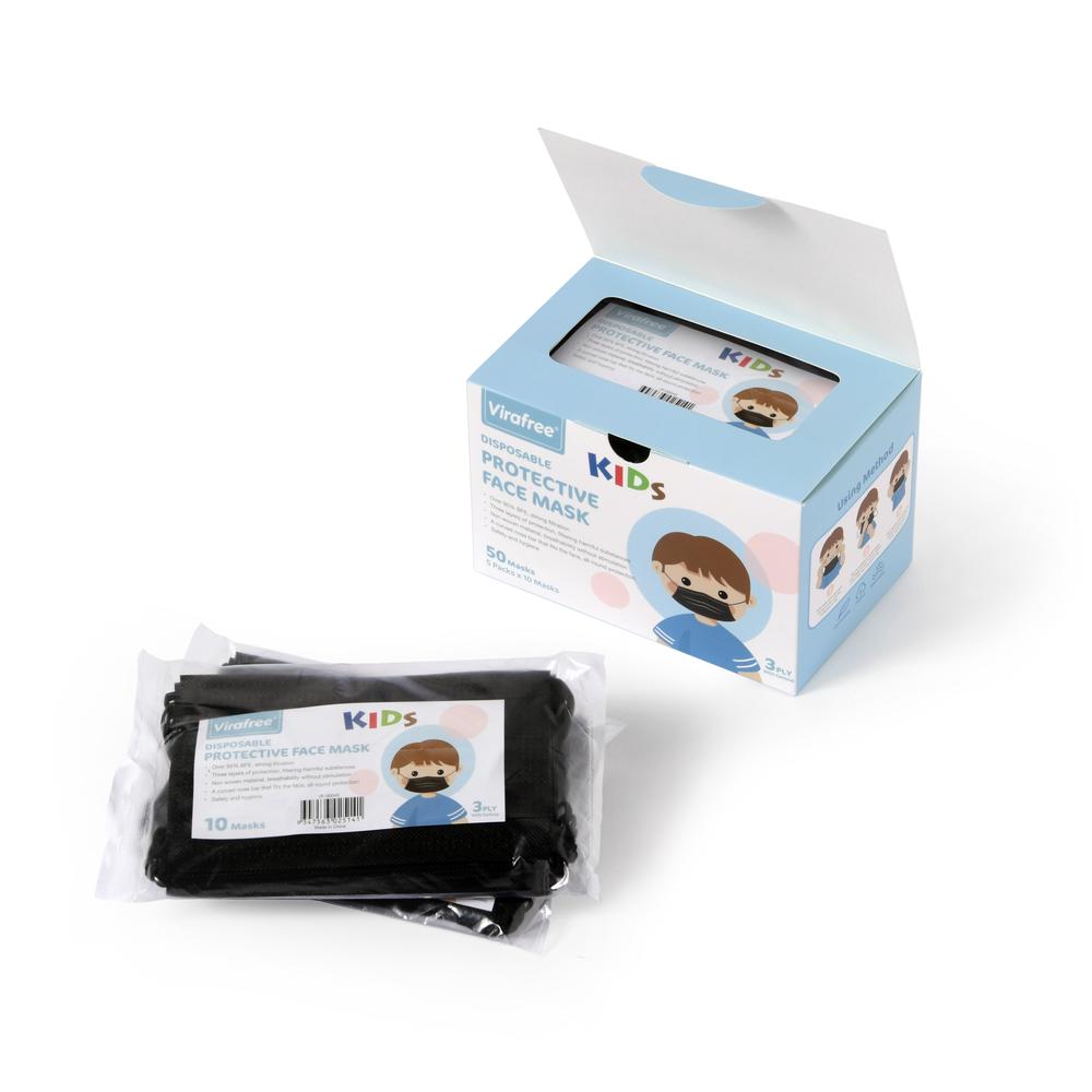 Virafree Disposable Face Mask for Kids, 50 Piece (Black) Buy online at The Nile