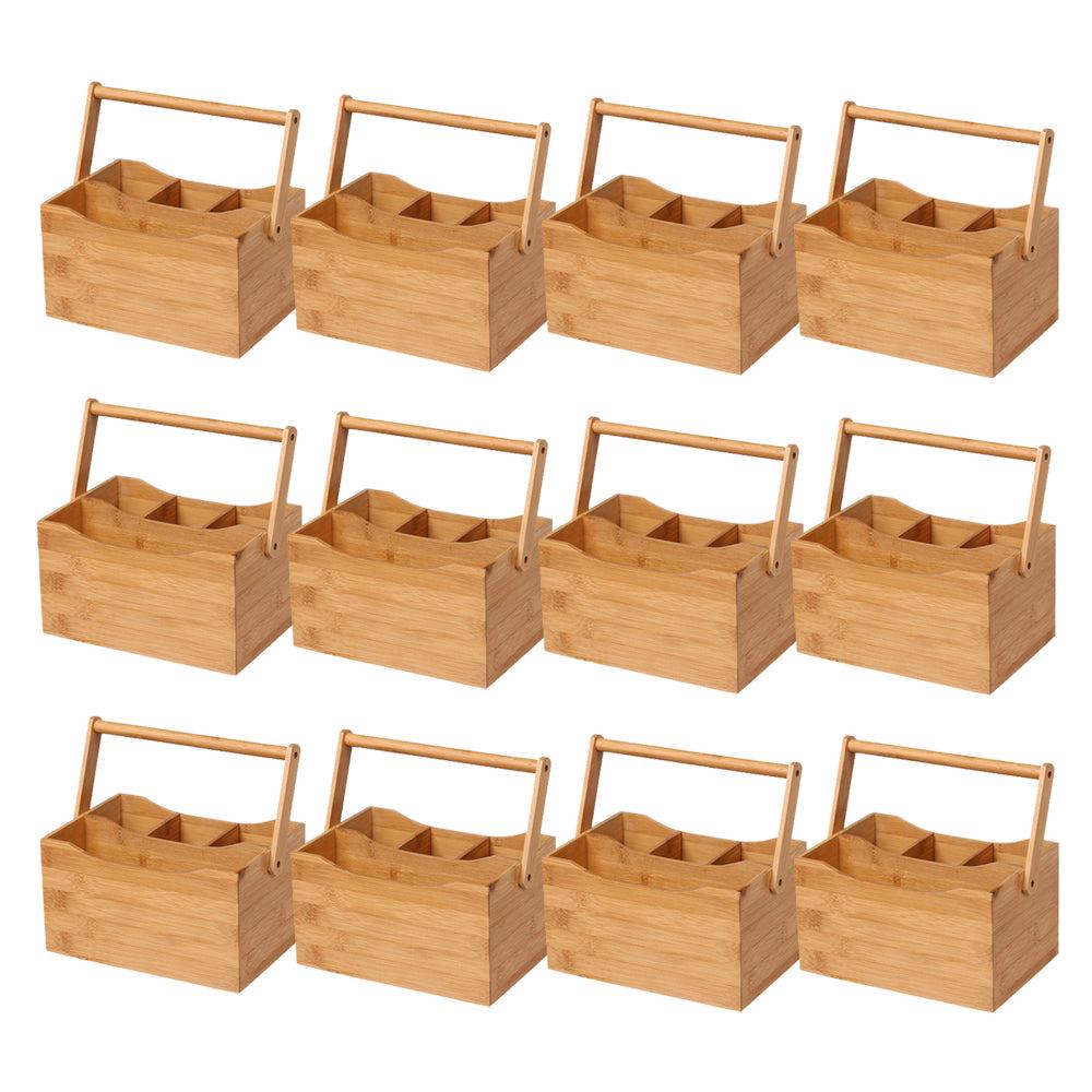 Sherwood Bamboo Cutlery Caddy, 12 Pack (Holds Knife/Fork/Spoon and Napkin/Serviette) (Natural Brown), 9347563029569