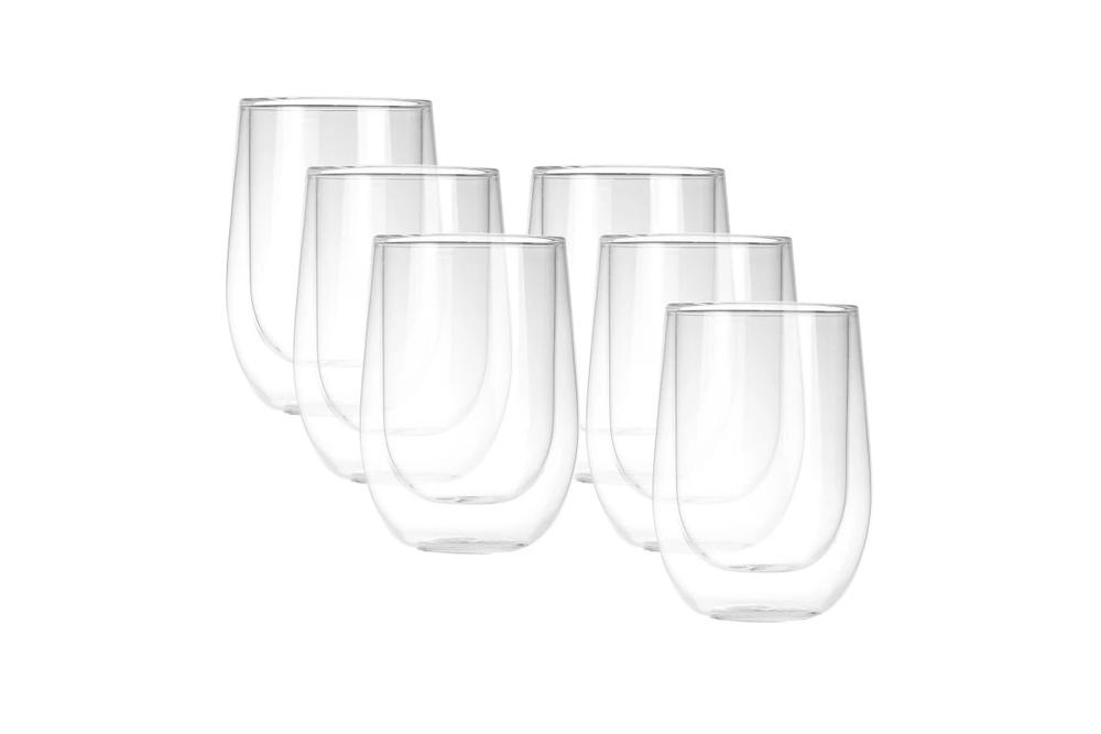 Sherwood Home Double Wall Coffee Glass, Set of 6 - 400mL, 9347563029583