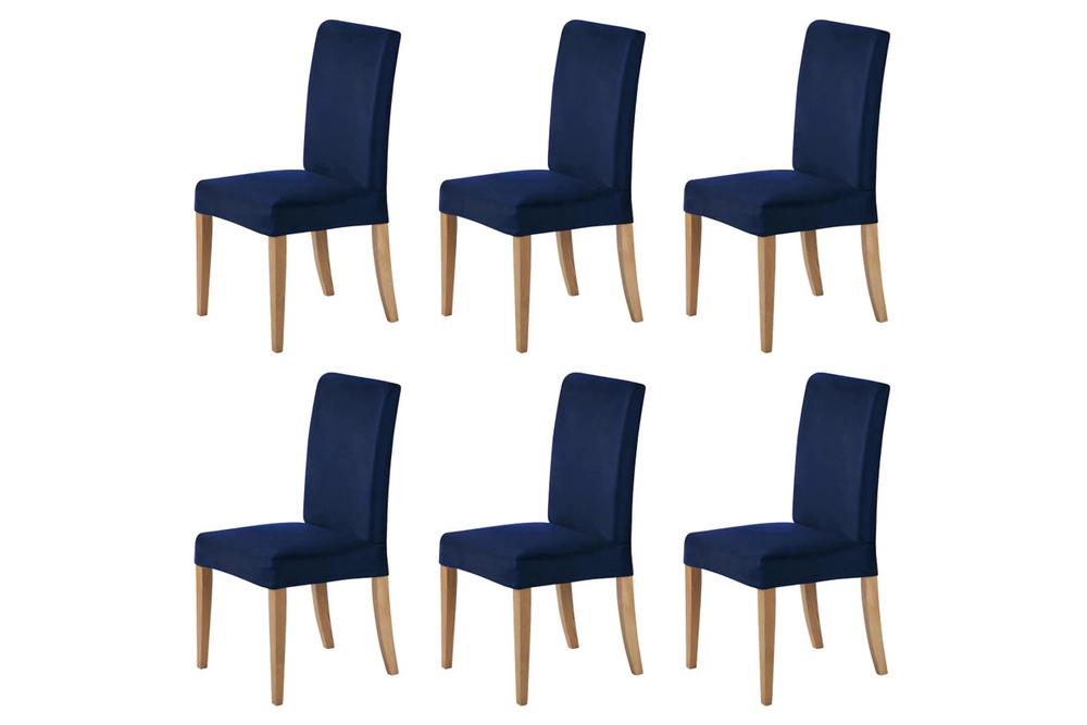 Sherwood Premium Faux Suede Dining Chair Cover, 6 Pack (Royal Navy), 9347563029606