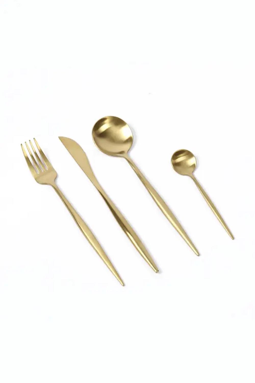 Cadence & Co. Matte Cutlery Set, 24 Piece (Gold), 9347563034280