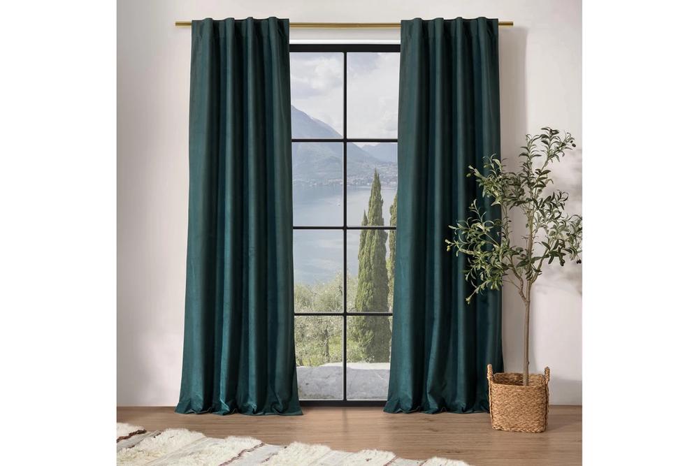 Cadence & Co Byron Matte Velvet 100% Blockout Concealed Tab Top Curtains,Set of 2 Panels (Deep Teal) - 90x223cm, 9347563040809