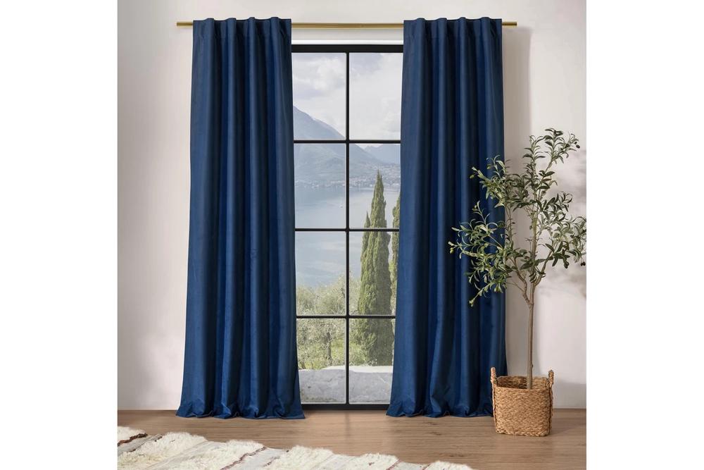 Cadence & Co Byron Matte Velvet 100% Blockout Concealed Tab Top Curtains,Set of 2 Panels (Ocean Blue) - 135x223cm, 9347563040854