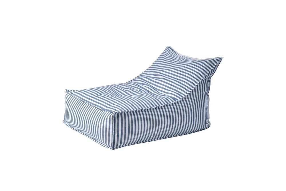 Cadence & Co Oscar Faux Linen One Seater Bean Bag Lounge Cover (Navy) - 400L capacity | W80 x D98 x H73cm, 9347563047556