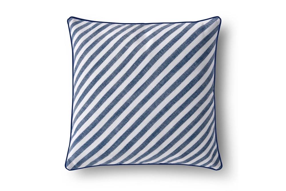Cadence & Co Oscar Faux Linen Striped Cushion (Navy) - 50x50cm, 9347563047679