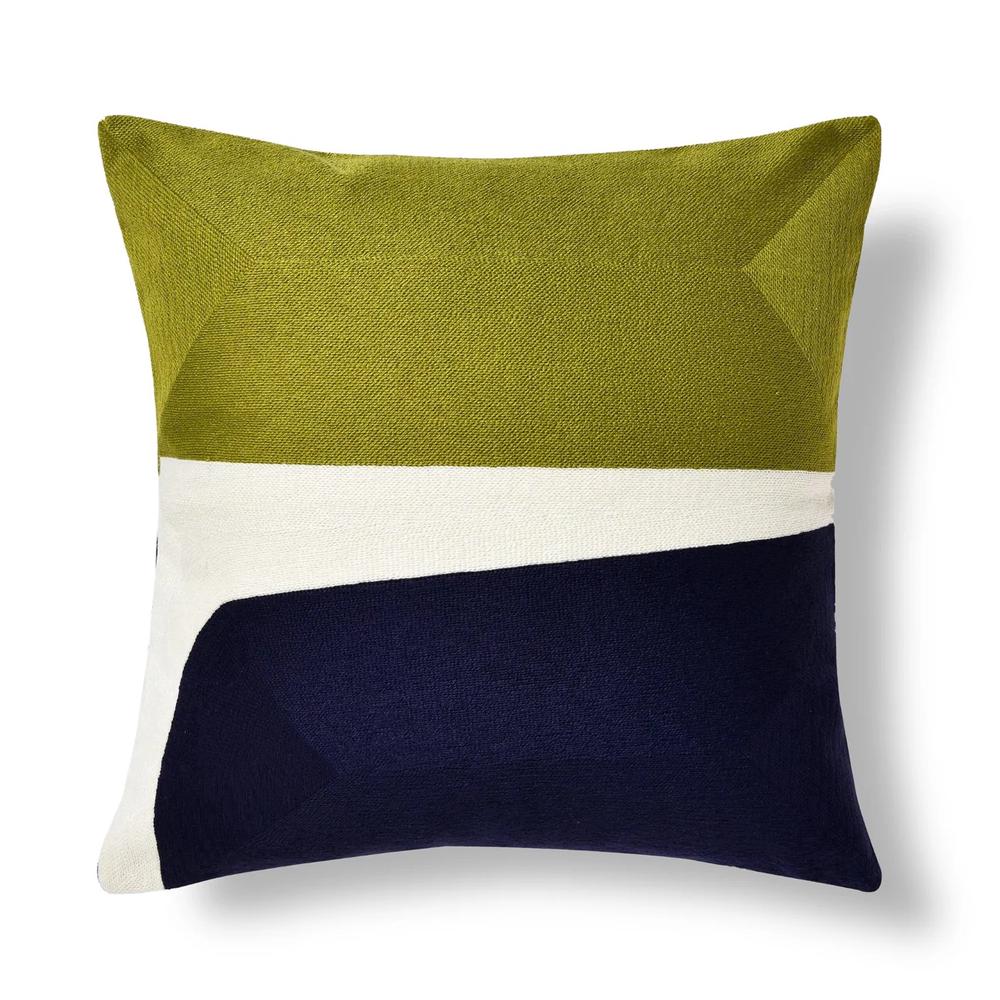 Cadence & Co. Lawrence Crewel Embroidered Cushion (Olive/Navy) - 45x45cm, 9347563047730