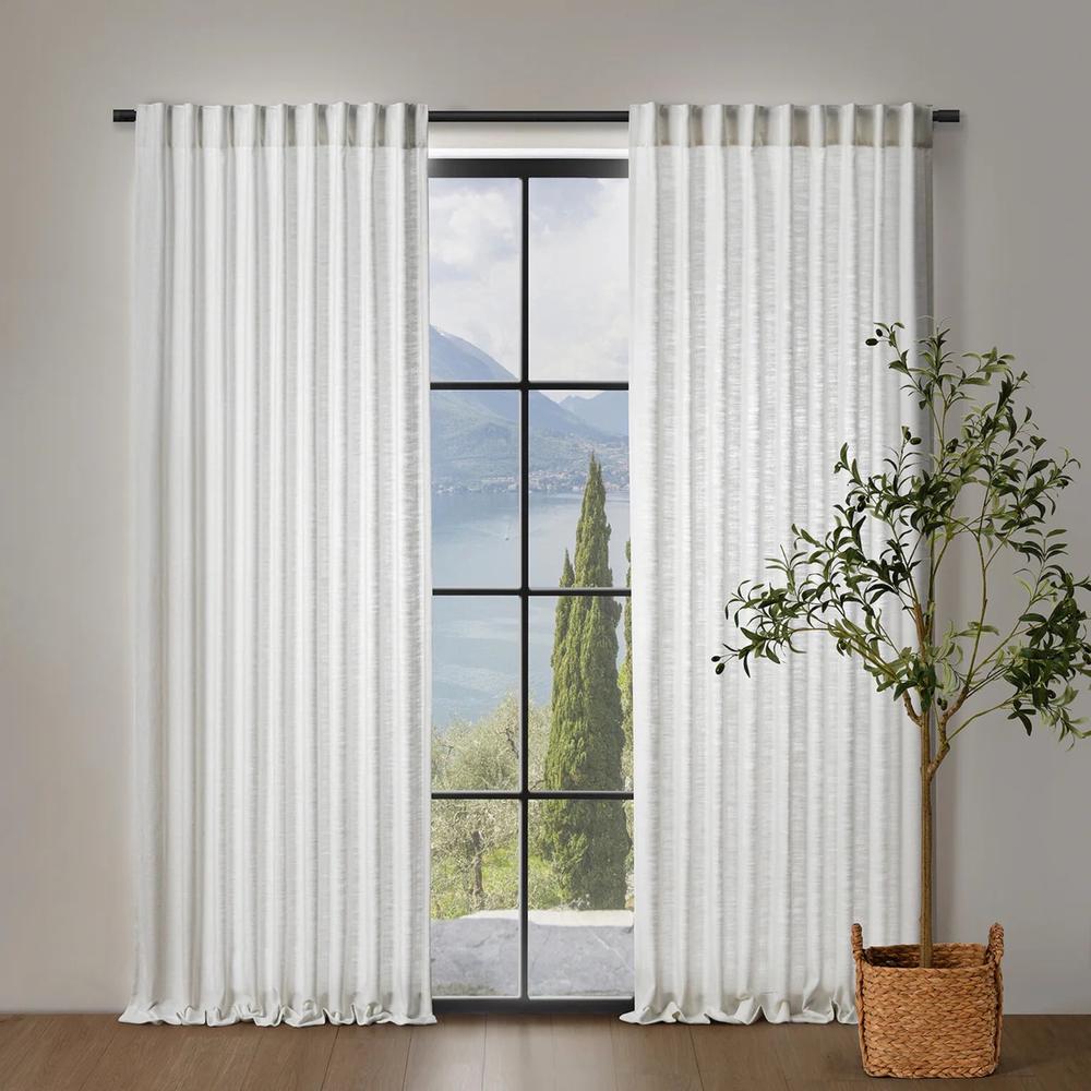 Cadence & Co. Adria Light Filtering Polyester/Linen Blend Concealed Tab Top Curtain ,Twin Pack (Snow) - 90x223cm, 9347563047778