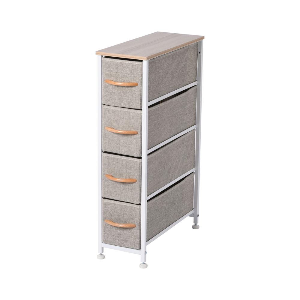 Sherwood 4-Drawer Luna Fabric Tallboy (Cream), 9347563050792