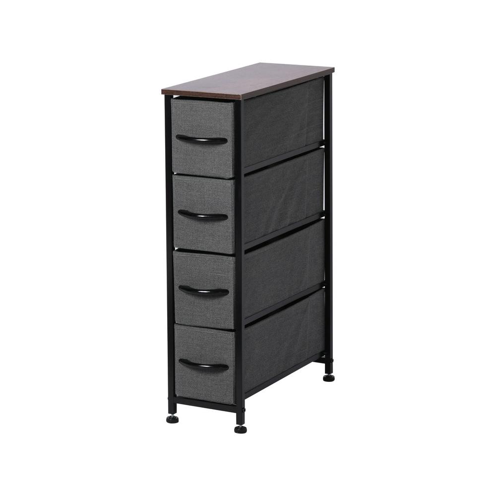 4-Drawer Luna Fabric Tallboy (Charcoal), 9347563050808
