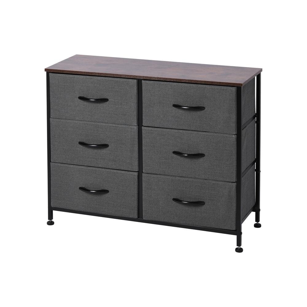 6-Drawer Luna Fabric Home Storage Dresser (Charcoal), 9347563050846