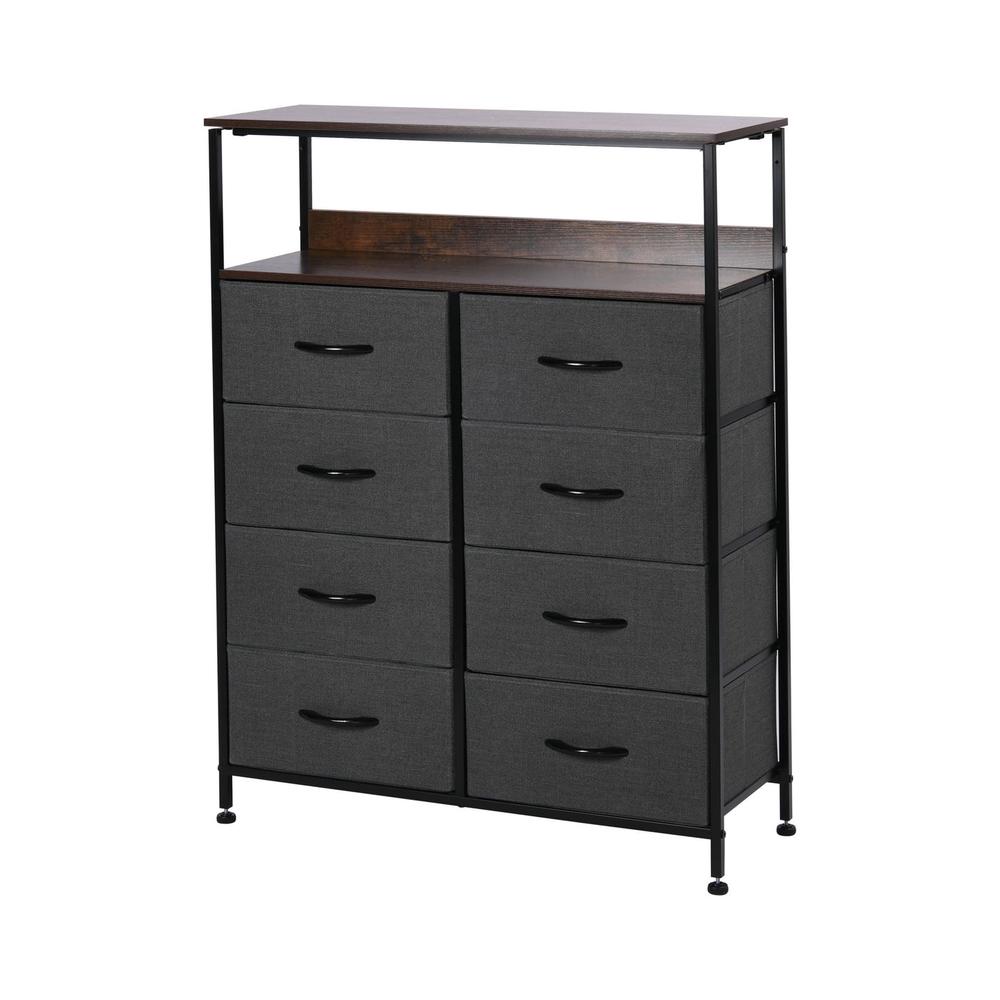 8-Drawer Luna Fabric Home Storage Dresser With Shelf (Charcoal), 9347563050884