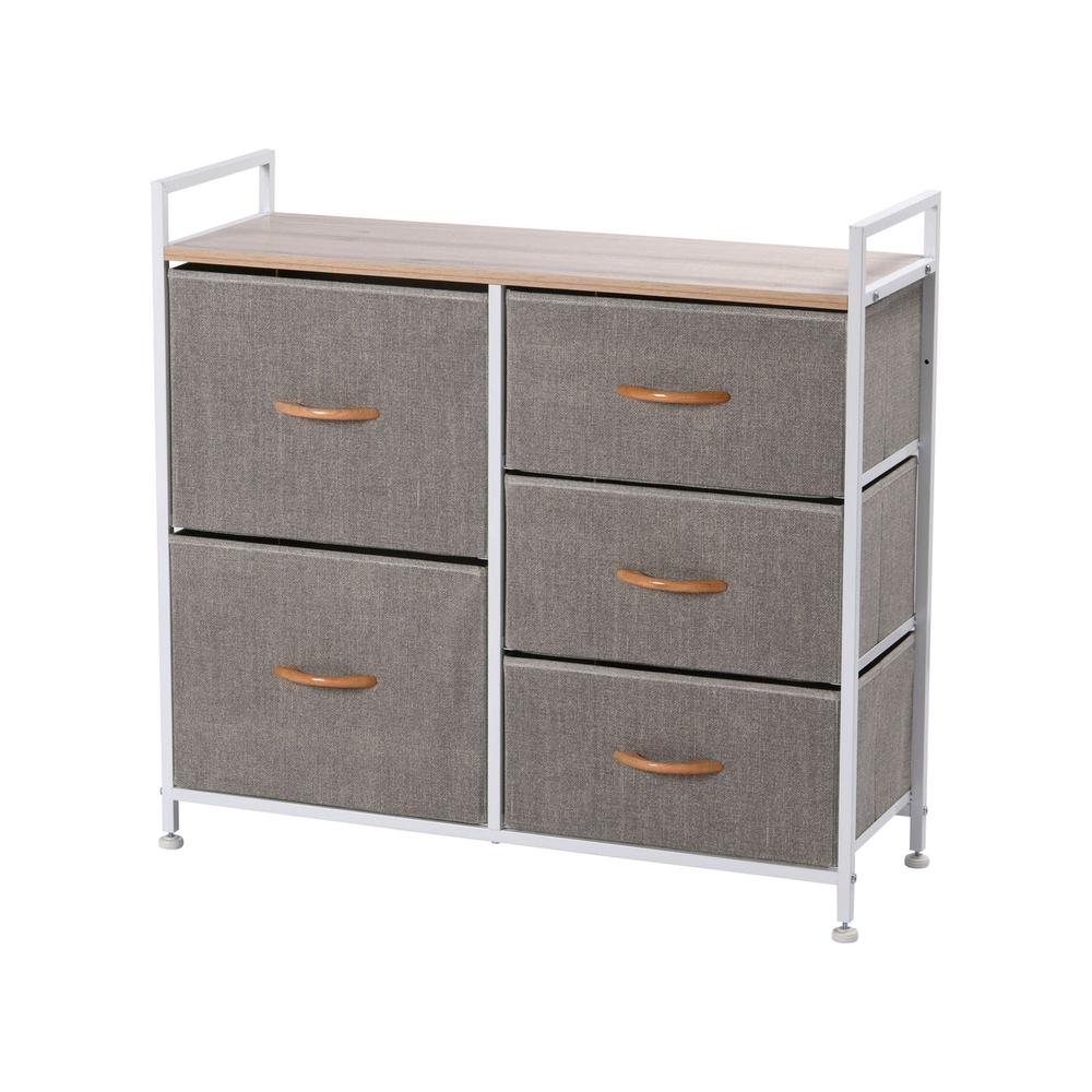 5-Drawer Luna Fabric Home Storage Dresser (Cream), 9347563050891