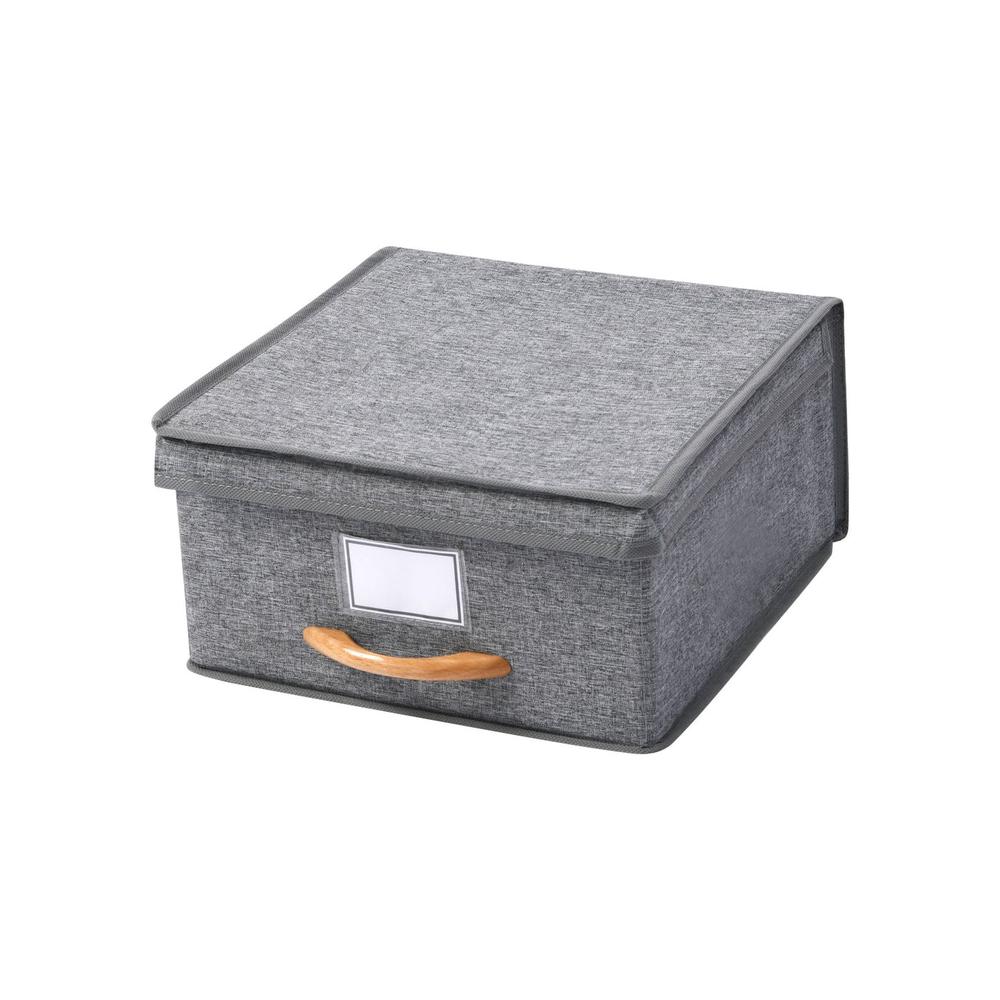 Kicho Fabric Collapsible Storage Box with Lid (Grey) - 30x30x16cm, 9347563050945