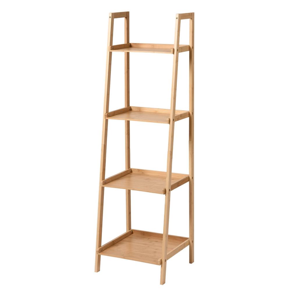 4-Tier Kusa Natural Bamboo Ladder Display Shelf, 9347563051072
