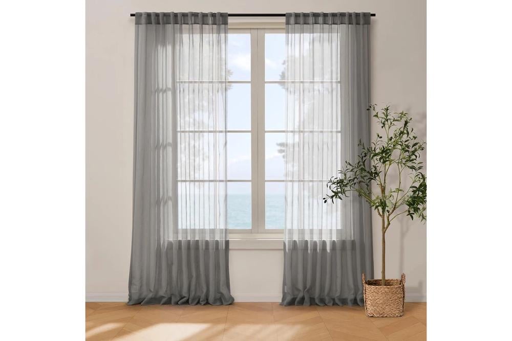 Cadence & Co Kirra Sheer Concealed Tab Top Curtain, Twin Pack (Slate) - 135x223cm, 9347563052420
