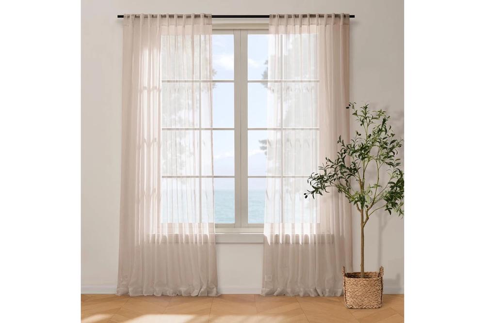 Cadence & Co Kirra Sheer Concealed Tab Top Curtain, Twin Pack (Desert Rose) - 225x223cm, 9347563052482