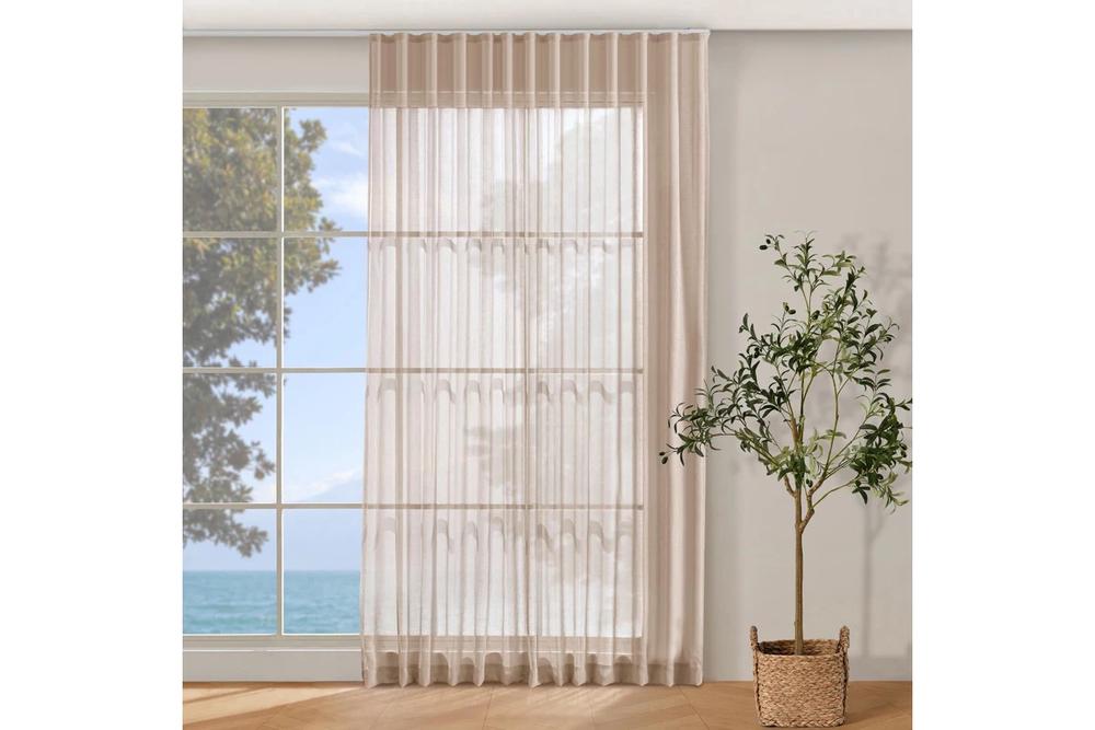 Cadence & Co Kirra Sheer S-Fold Curtain (Desert Rose) - 320x280cm - Fits 180cm Track, 9347563052789
