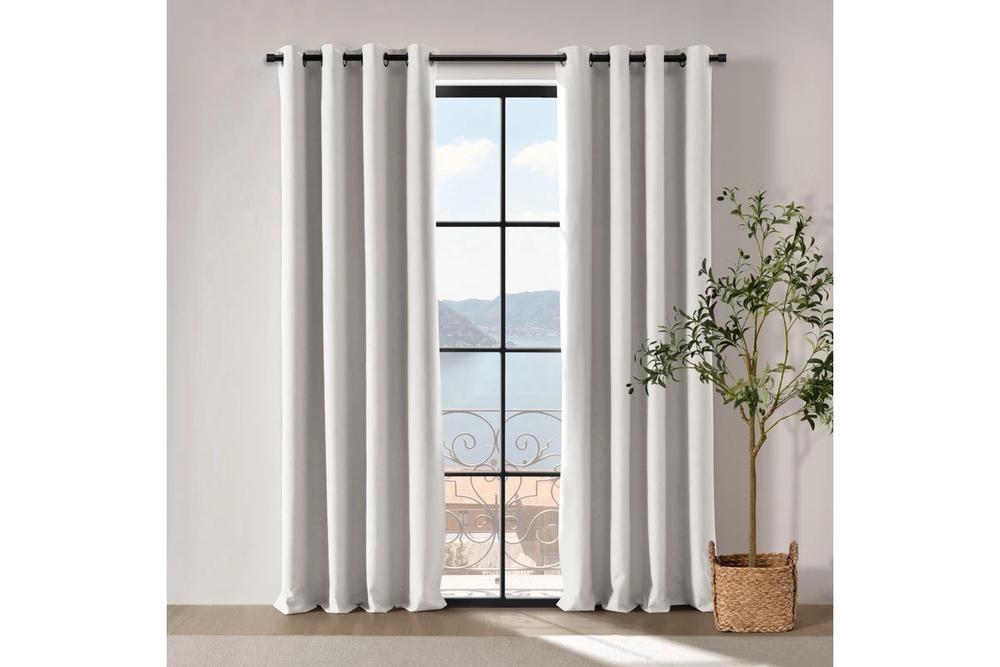 Cadence & Co Bennett Faux Linen Blockout Eyelet Curtain, Twin Pack (Cloud) - 135x223cm, 9347563053229