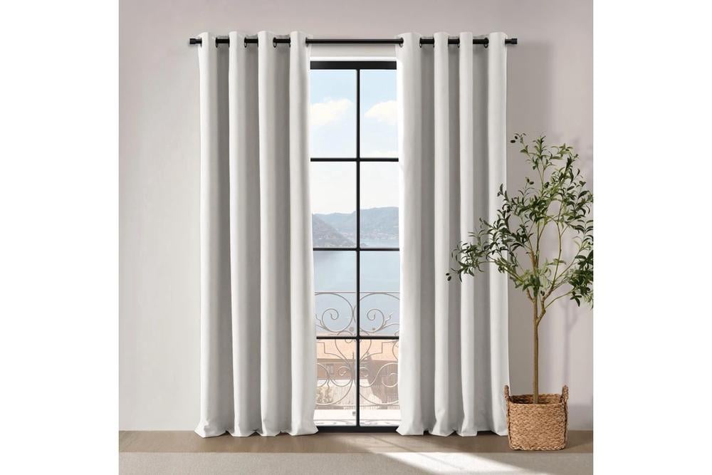 Cadence & Co Bennett Faux Linen Blockout Eyelet Curtain, Twin Pack (Cloud) - 225x223cm by Cadence & Co - ISBN: 9347563053243
