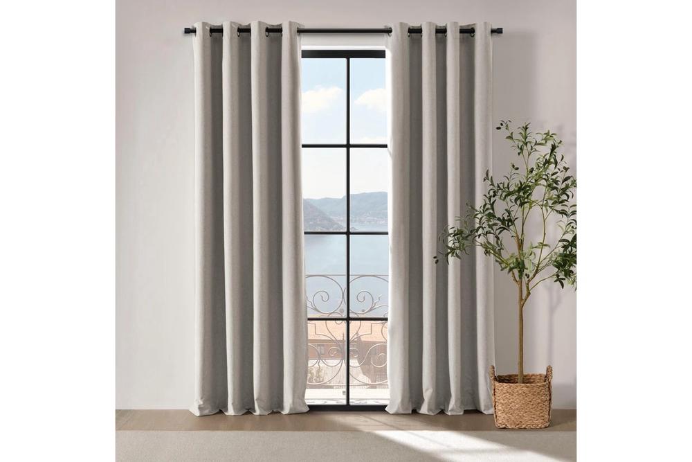 Cadence & Co Bennett Faux Linen Blockout Eyelet Curtain, Twin Pack (Natural) - 90x223cm, 9347563053250