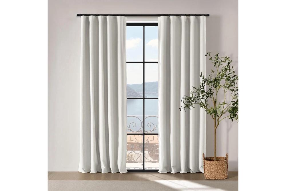 Cadence & Co Bennett Faux Linen Blockout Multi Header Curtain, Twin Pack (Cloud) - 180x223cm, 9347563053434